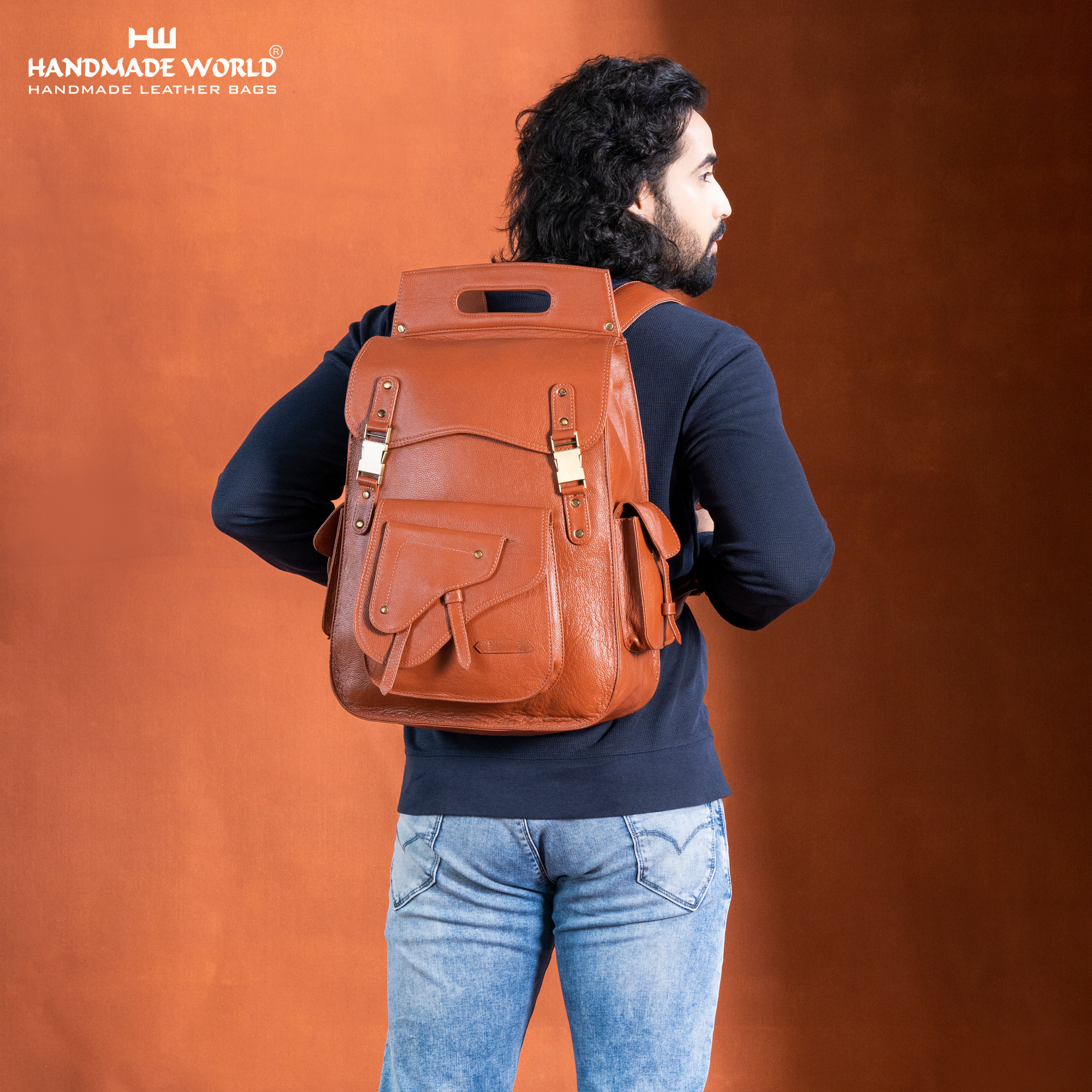 The Elegant Expanse Tan Leather Backpack Shoulder Bag By Handmade World The Elegant Expanse Tan Leather Backpack Shoulder Bag By Handmade World