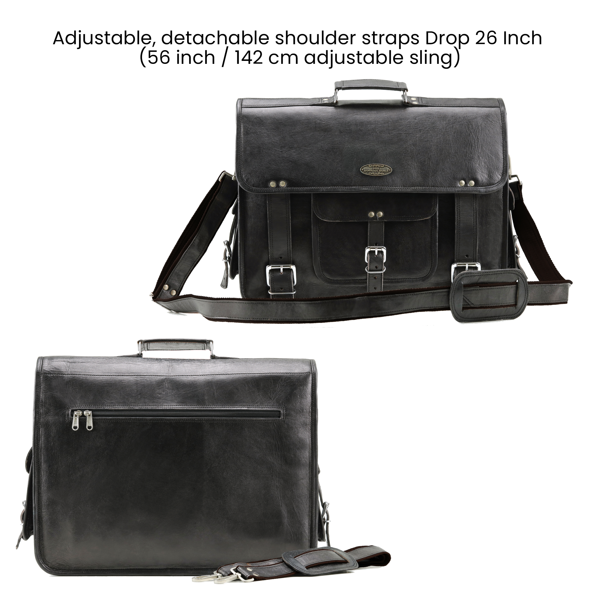 featuring adjustable shoulder strap with shoulder drop of 26 inch and backside of the bag with 1 big zipper pocket
