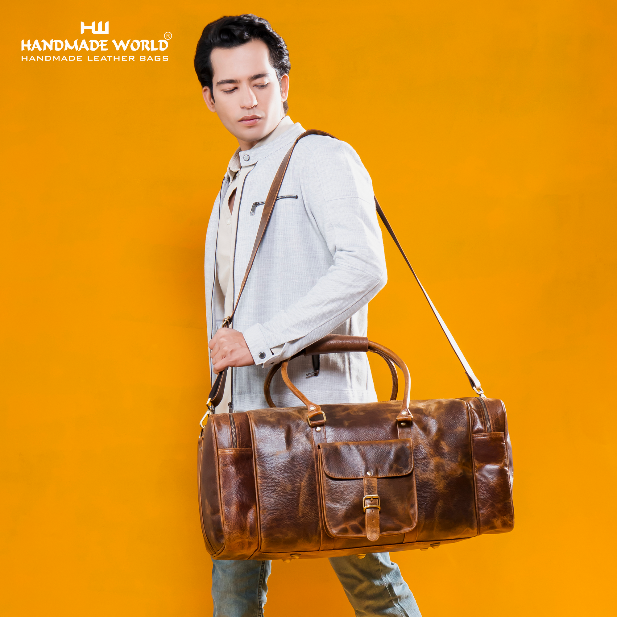 Handmade World 24 Inch Full Grain Pebbled Leather Weekender Duffle Bag 'The Mettle' For Travel Sports Luggage Business For Men Women Handmade World 24 Inch Full Grain Pebbled Leather Weekender Duffle Bag 'The Mettle' For Travel Sports Luggage Business For Men Women