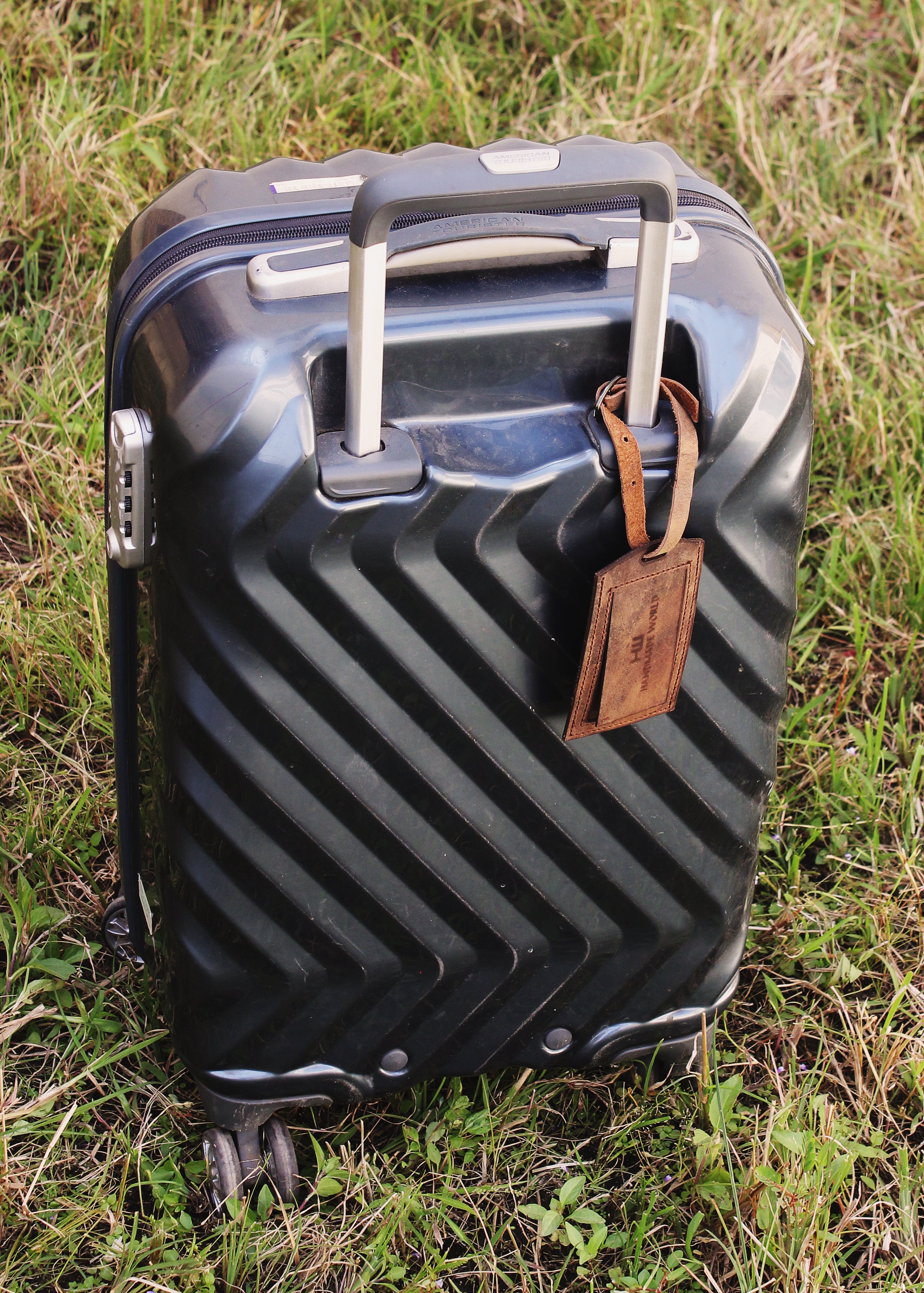 Leather Name Tags with Travel Trolley Bag