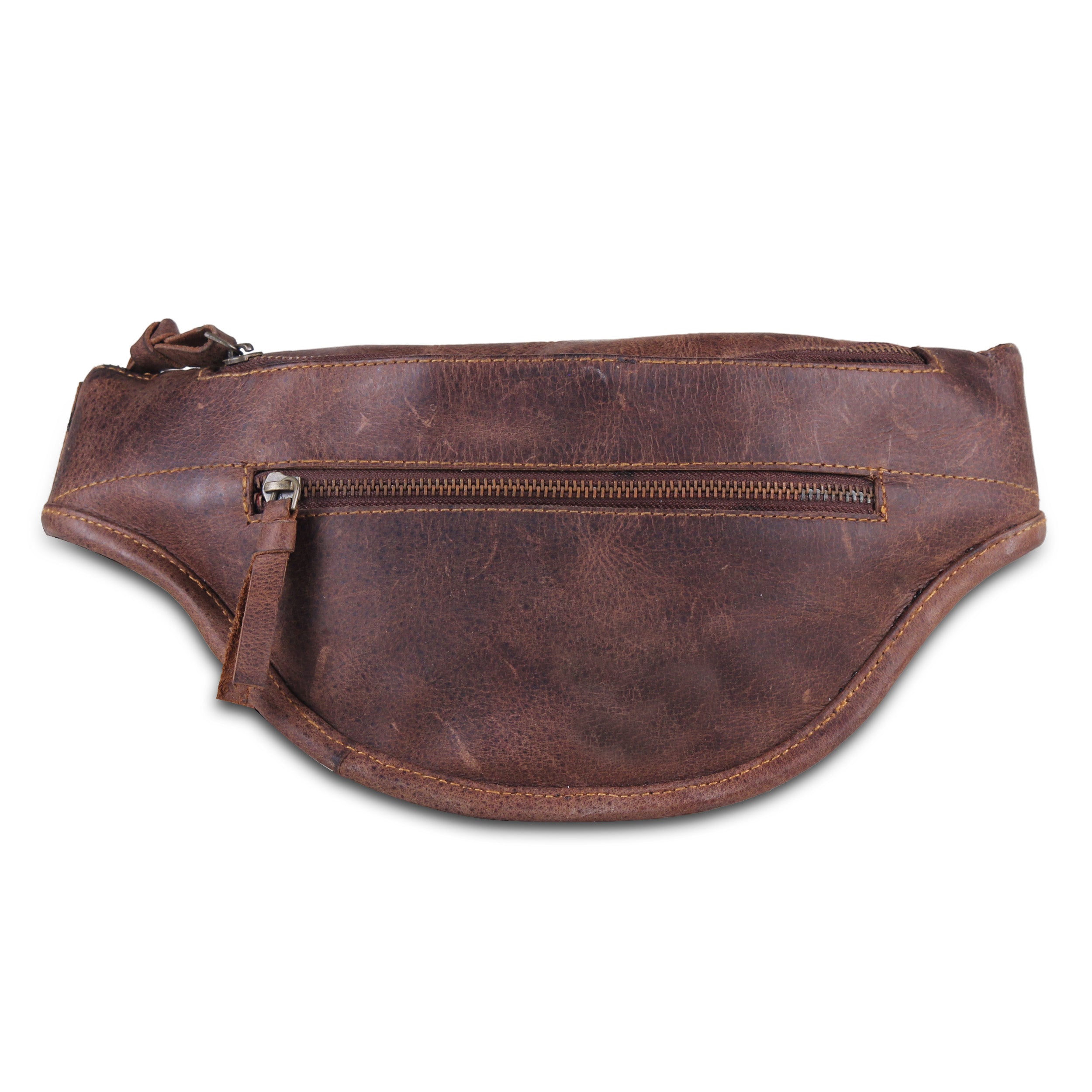 Brown Leather Fanny Waist Bag with Adjustable Strap