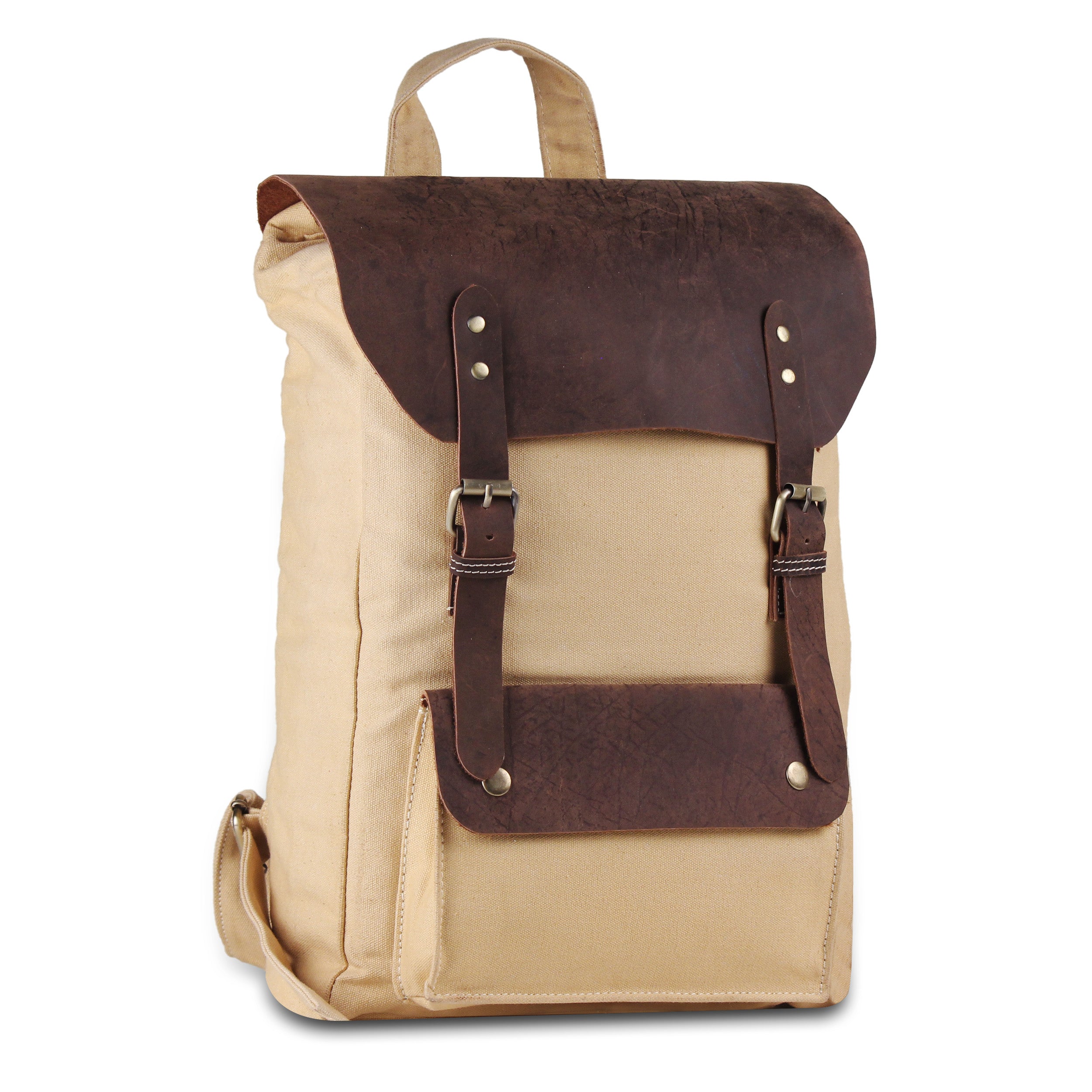Genuine Leather Canvas Unisex Messenger Backpack