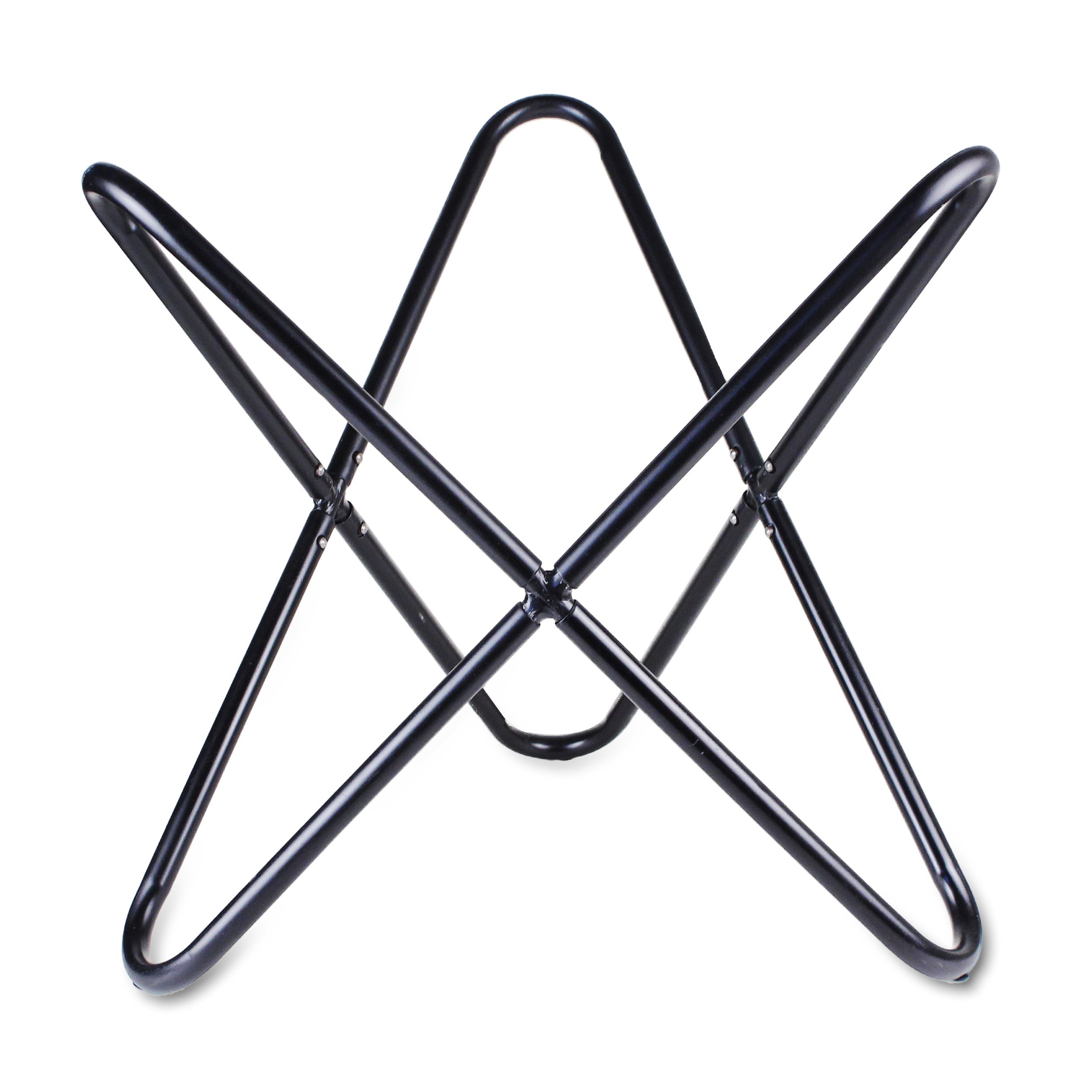Metallic Foldable Portable Stand of Black Leather Butterfly Flap Foot Stool