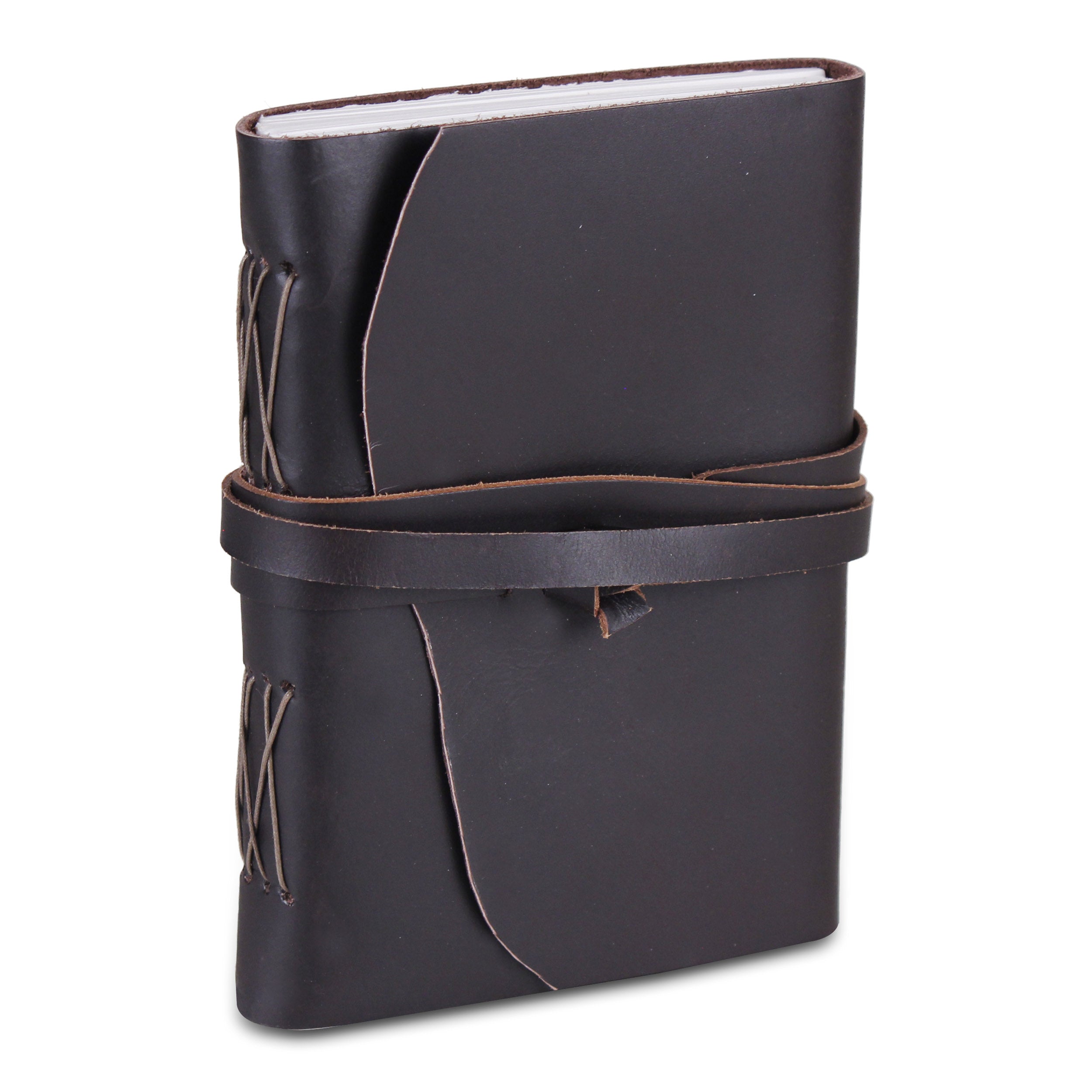 3D view of Plain Black Leather Notebook Journal
