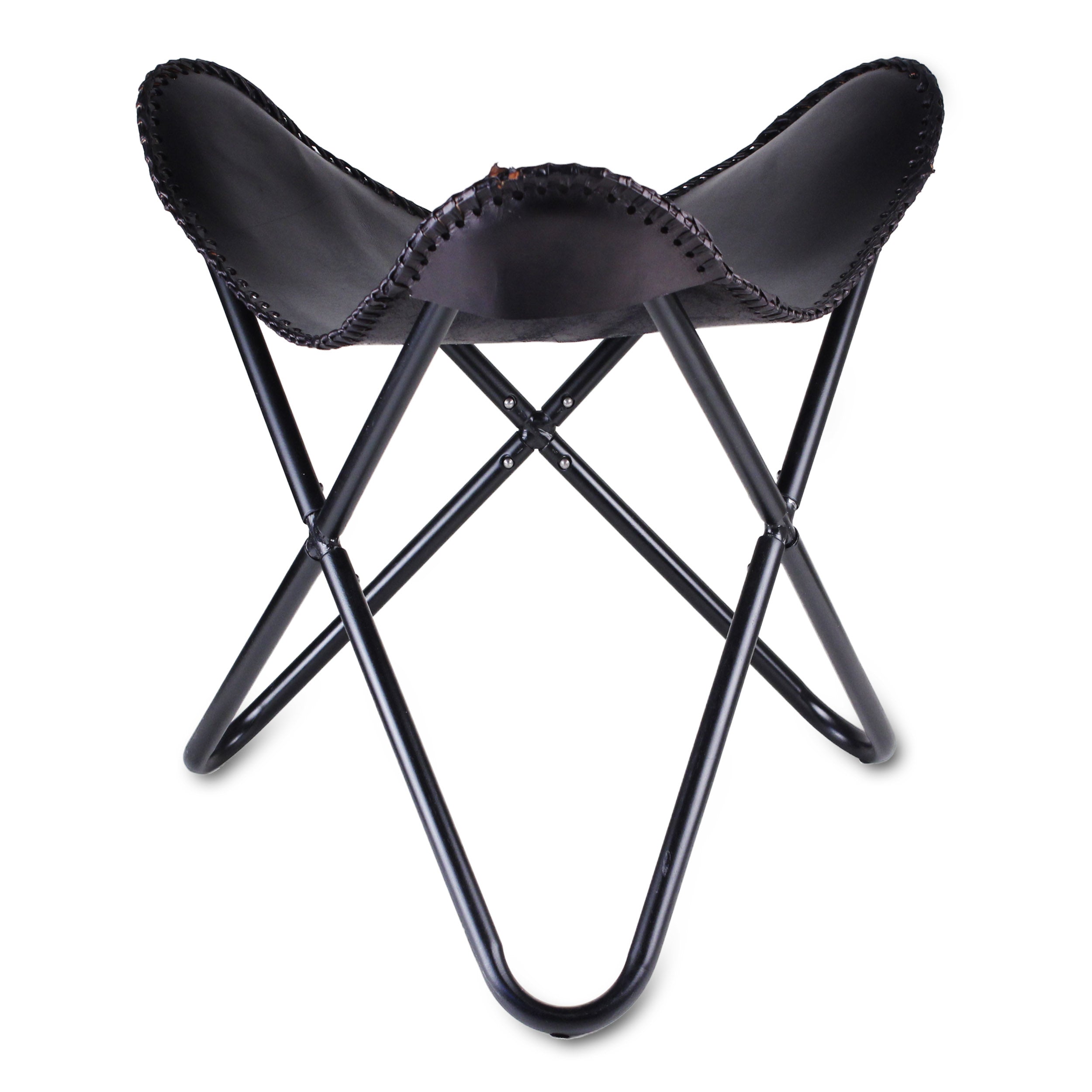 Genuine Leather Portable Foldable Butterfly Foot Stool