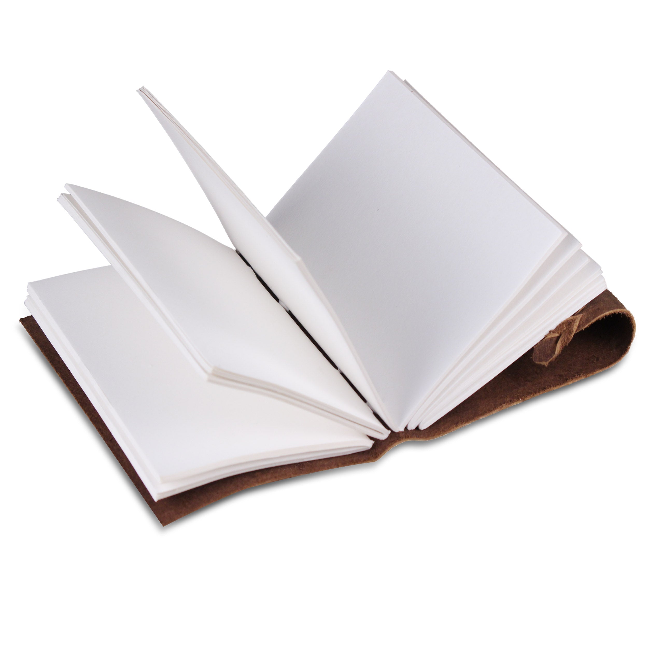 Open View of Brown Leather Notebook Journal