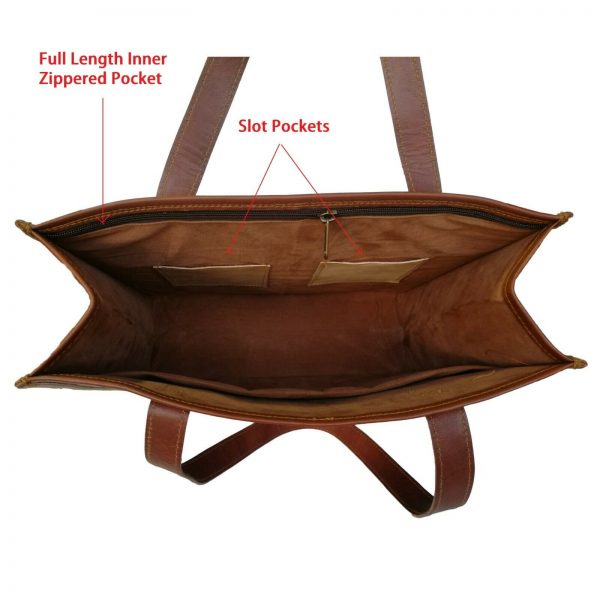 Leather Tote Bag with interior pockets