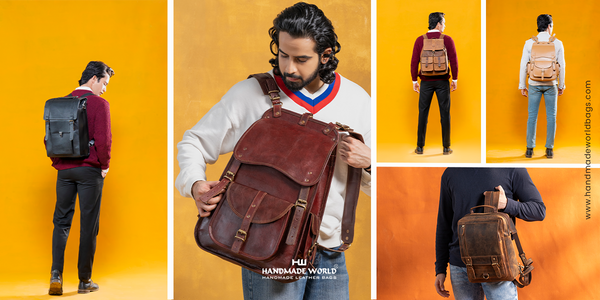 Leather backpack for college students shop