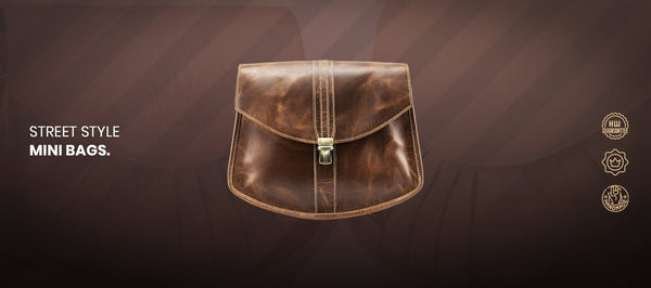 Handmade World Leather Ladies Saddle Bags with Brown Background