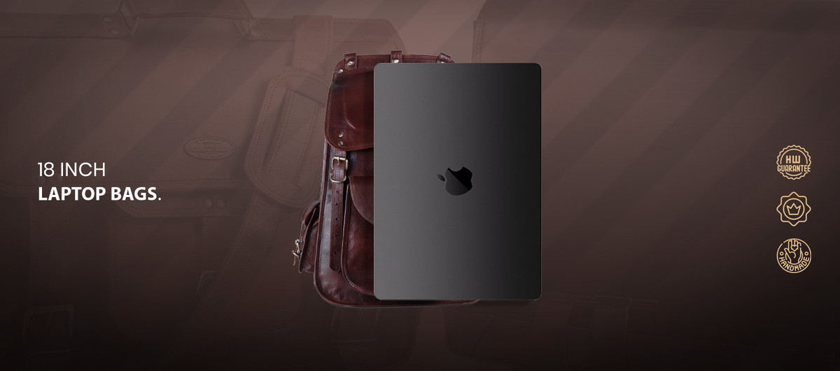 Handmade World Leather Laptop 18 Inch Bag Showing with laptop(For Size Comparison).