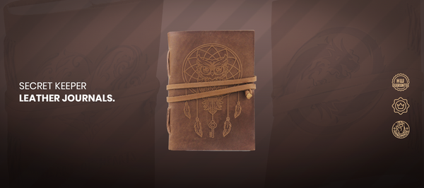 Brown Leather Journal with Brown Background.