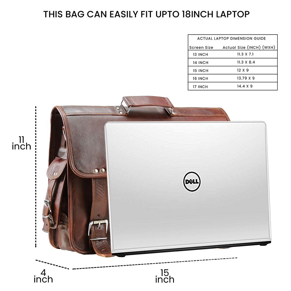 Laptop bag size comparison with actual laptop and given chart for easy comparison.