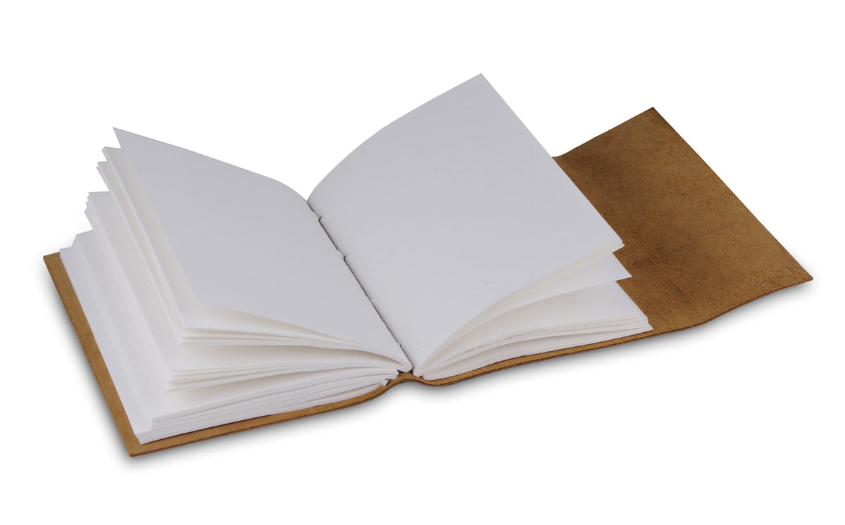 Leather Journal Acid Free Paper Lineless Opened