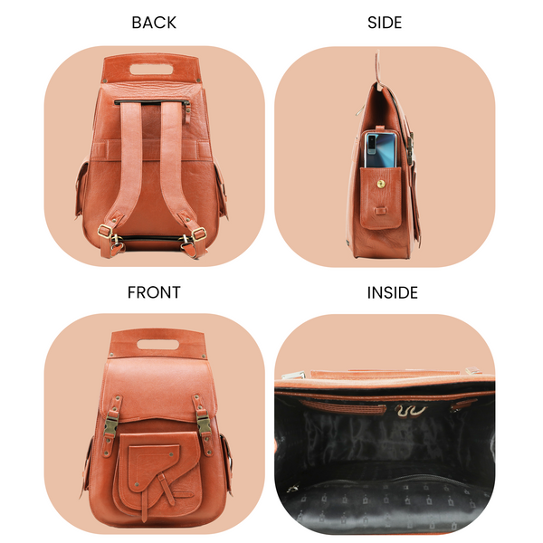 The Elegant Expanse Tan Leather Backpack Shoulder Bag By Handmade World The Elegant Expanse Tan Leather Backpack Shoulder Bag By Handmade World