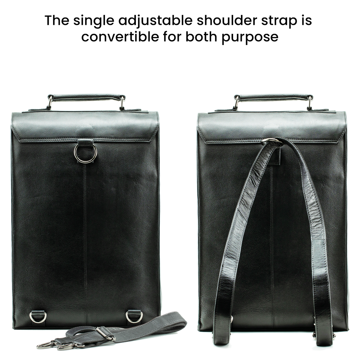 Detachable & Adjustable Shoulder strap for convertible leather laptop backpack