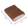 Dimensions of the leather journal are being shown which is 5 inch width & 7 inch height