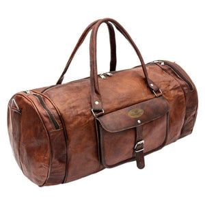 Genuine Leather Full Grain Large Leather Duffle Bag with High Quality Zippers