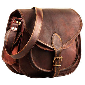 Large Leather Shoulder Satchel Bag with Adjustable Strap
