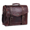 Full Grain Genuine Leather Messenger Bag with Top Handle and Adjustable Shoulder Strap