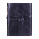 Plain Dark Blue Leather Journal Notebook