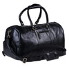 Black Textured Buffalo Leather Weekender Duffle Top Handle Bag