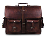 Full Grain Leather Laptop Messenger backpack with Top Handle