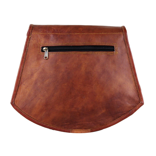 Posterior View of Leather Women's Shoulder Purse Handbag