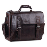 Genuine Full Grain Leather Messenger Backpack Bag with Top Handle with Side pockets