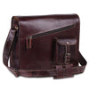 Large Cross Chain Vintage Brown Leather Messenger Satchel Shoulder Bag with Adjustable Strap