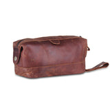 Genuine Full Grain Brown Leather Multi Utility Toiletry Bag  