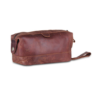 Genuine Full Grain Brown Leather Multi Utility Toiletry Bag  
