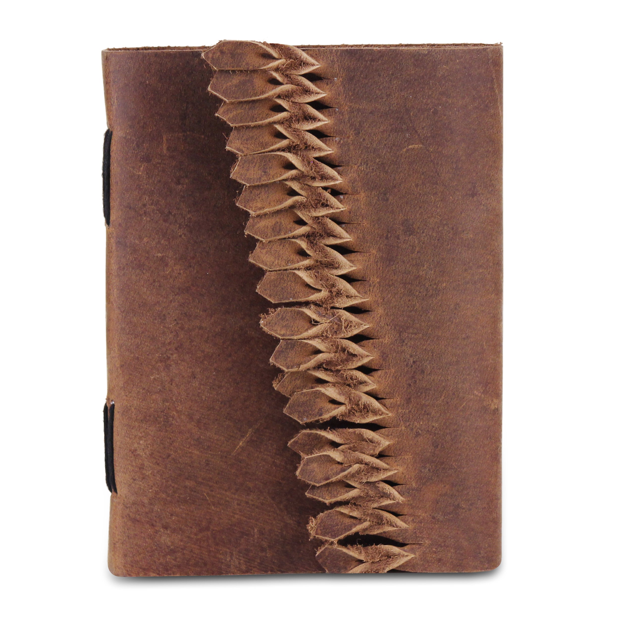Full Grain Brown Leather Notebook Journal with Leather Frills