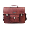 Front View of Genuine Leather Messenger Bag with Push Lock