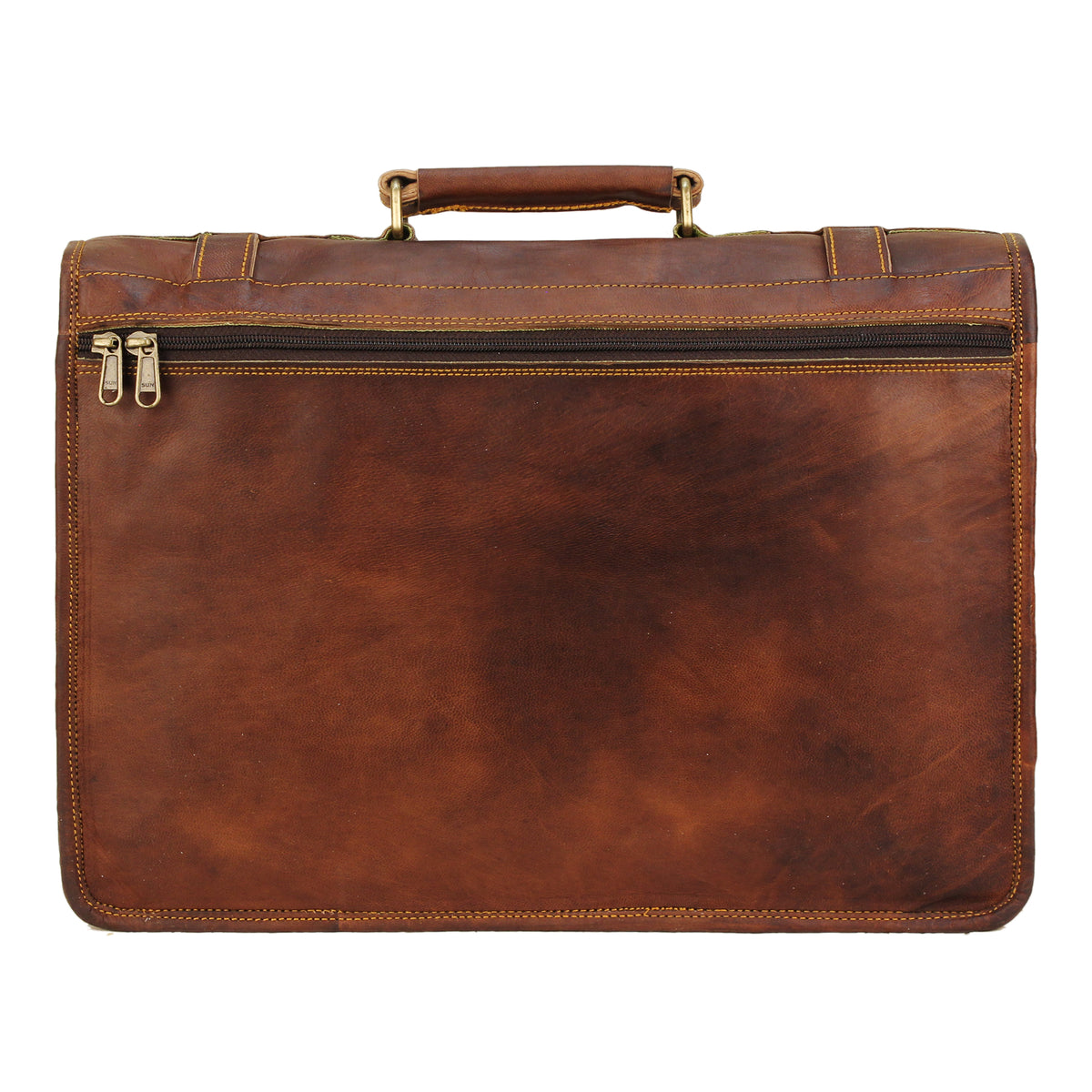 Posterior View Leather Messenger Bag 15 inch