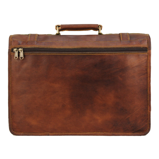 Posterior View Leather Messenger Bag 15 inch