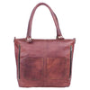 Front View of Large Leather Messenger Handbag with Top Handle