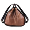 Black Brown Leather Bucket Bag with Adjustable Strap
