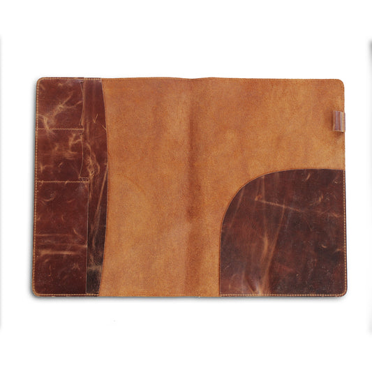 Open View Of Genuine Full Grain Leather Brown Portfolio