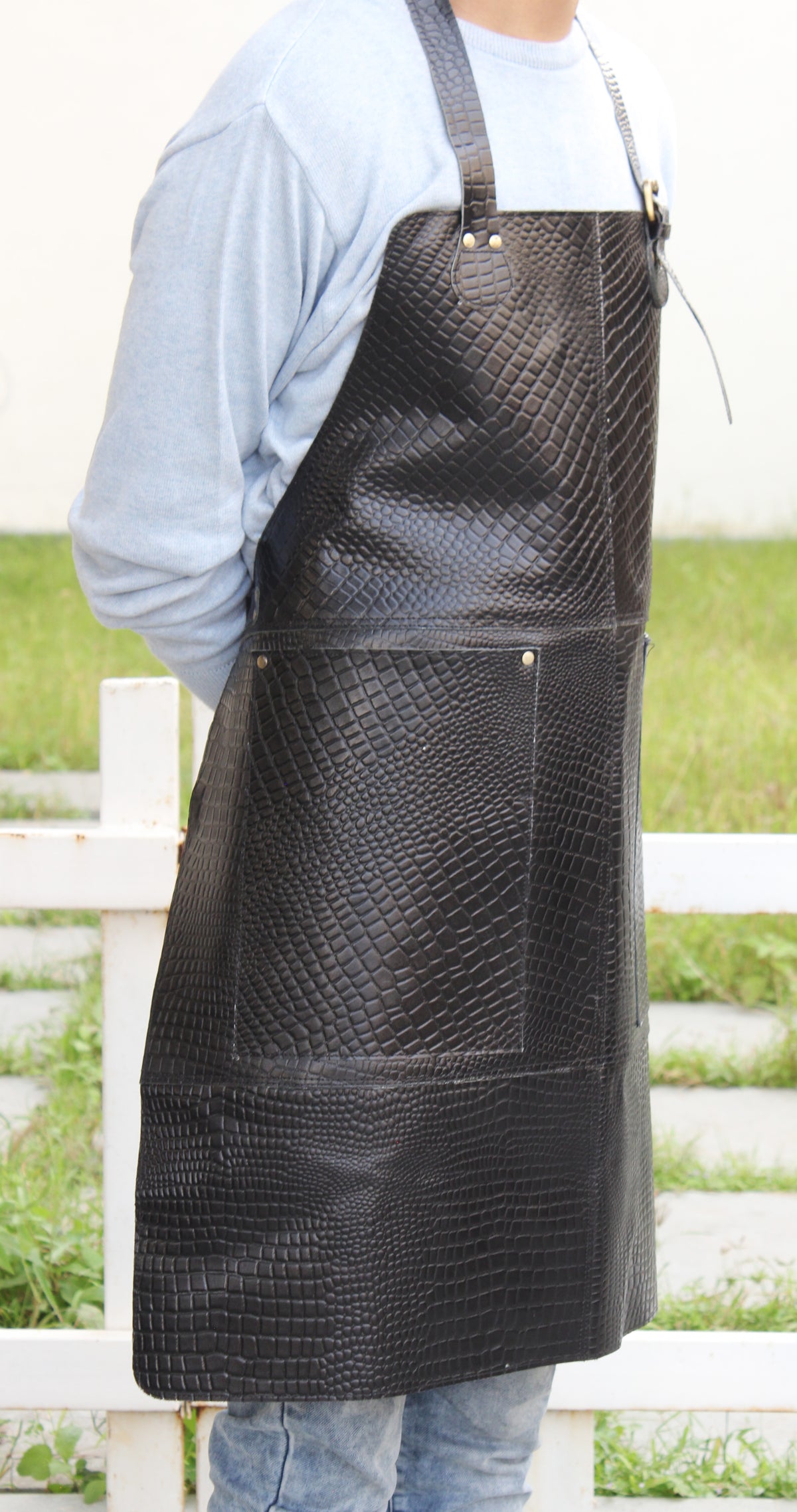 Full Grain Black Leather Apron