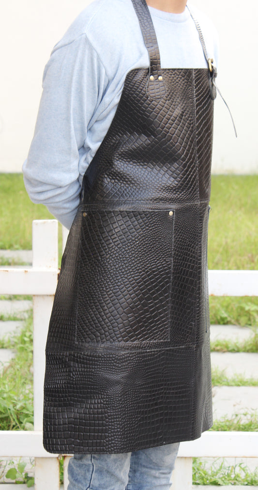 Full Grain Black Leather Apron