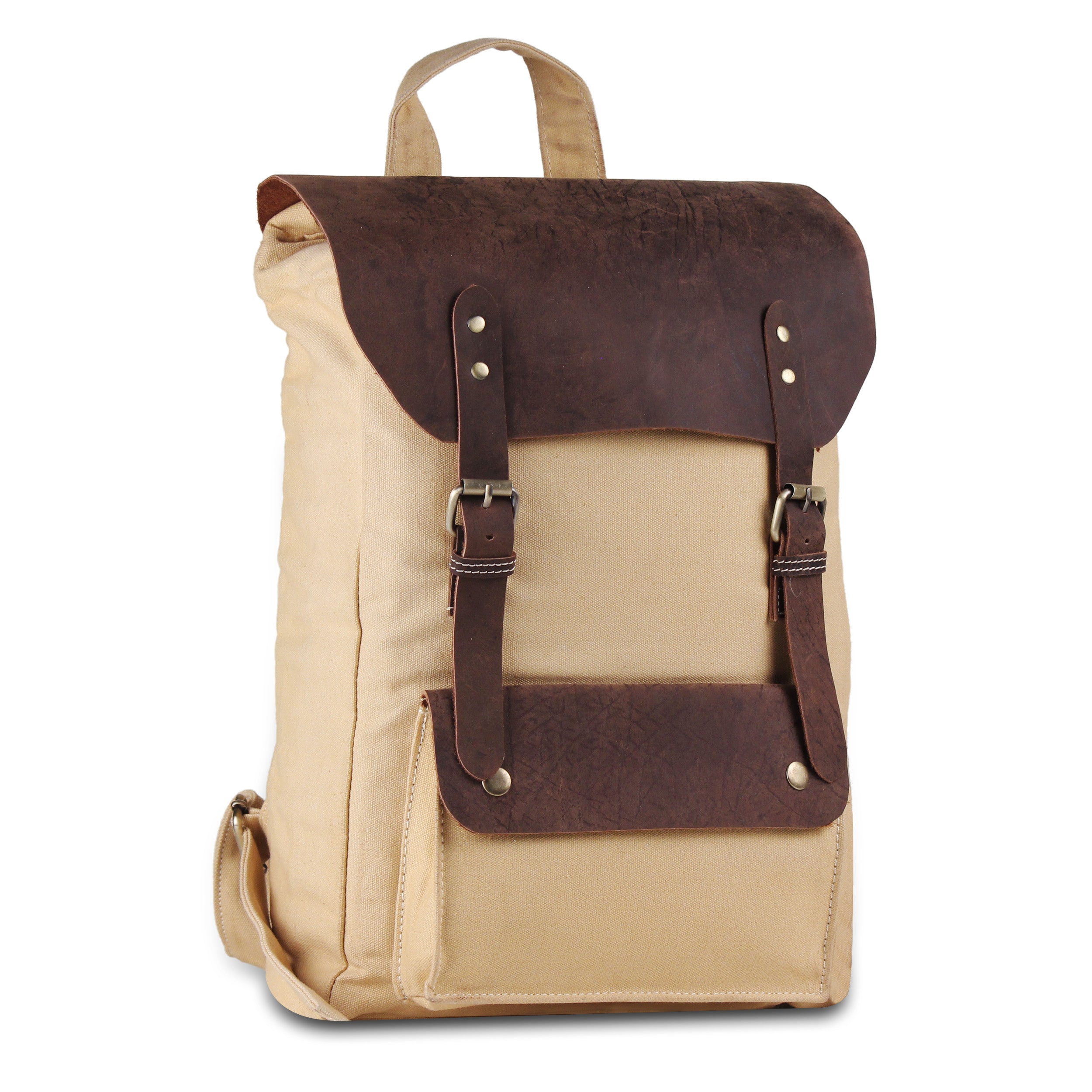 Genuine Leather Canvas Unisex Messenger Backpack  