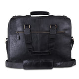 Front View of Leather Briefcase Laptop Messenger Bag with Top Handle