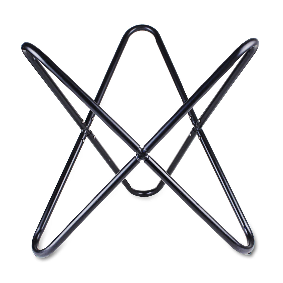 Metallic Foldable Portable Stand of Black Leather Butterfly Flap Foot Stool