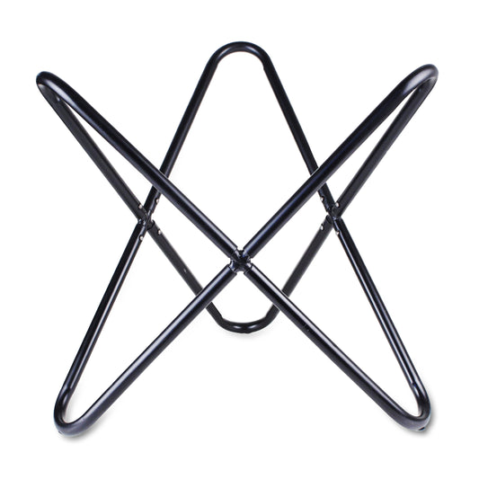 Metallic Foldable Portable Stand of Black Leather Butterfly Flap Foot Stool