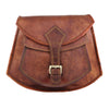 Front View of Large Leather Satchel Women Bag with Brass Buckle