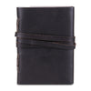 Black Plain Textured Leather Notebook Journal with Strap