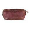 Unisex Brown Full Grain Toiletry Bag 