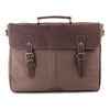 Front View of 15.6 inch Dark Brown Canvas Leather Messenger Bag