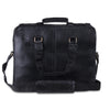 Black Leather Briefcase Messenger Laptop Bag with Adjustable Strap