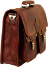 Top Handle Brown Leather Messenger Bag with Push Lock